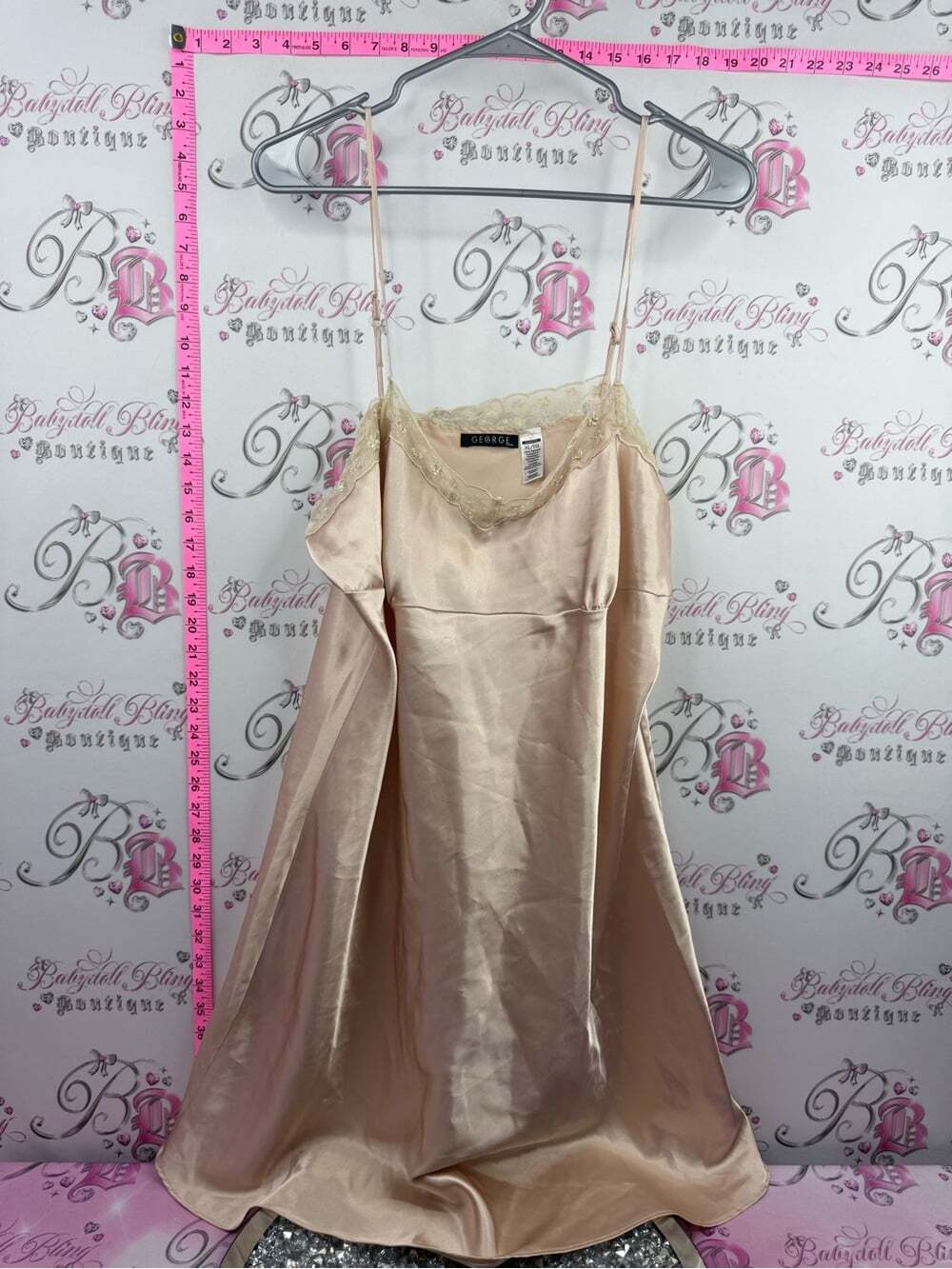 George dress mini Soft Satin Slip Chemise in Champagne Beige